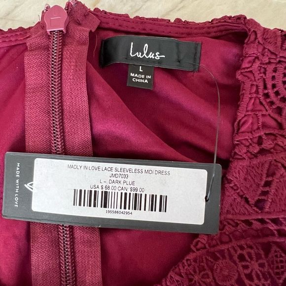 Lulus Madly in Love Plum Purple Lace Sleeveless Midi Dress size L NWT - Picture 8 of 12